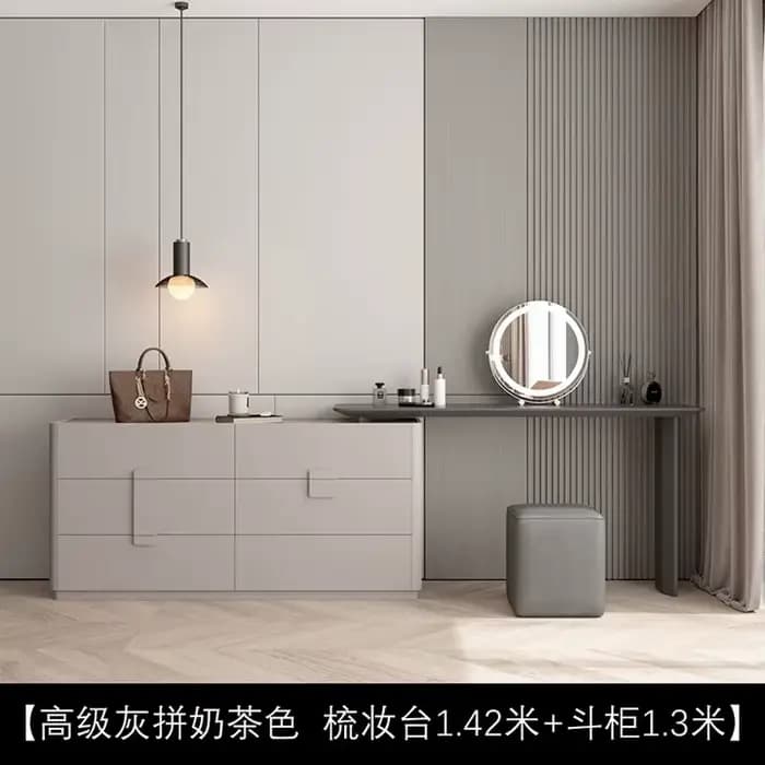 Table de maquillage de luxe légère pour chambre à coucher, moderne, Simple, intégrée, seau de rangement de chevet, armoire Premium S