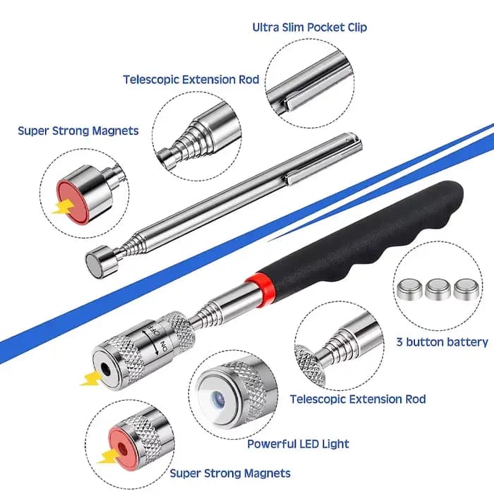 Mini stylo magnétique télescopique Portable, outils pratiques, capacité pour ramasser des boulons d'écrou, bâton de tige de ramassage extensible