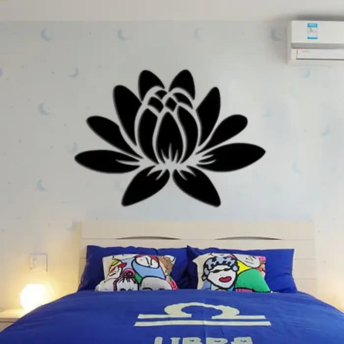 Autocollant Mural miroir fleur de Lotus 3D, autocollant Mural d'art acrylique amovible, pour salon, chambre à coucher, décorations de maison, DIY bricolage