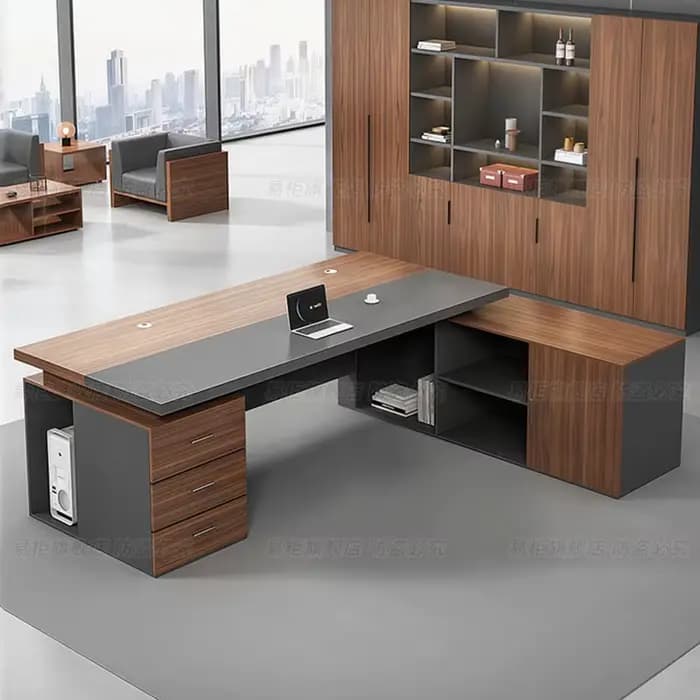 Grand Bureau en Bois de Grande Taille, Décoration de Salle de Beauté, Bureau Professionnel Vintage Transparent, Meuble de Bureau Moderne, Ornements et Accessoires