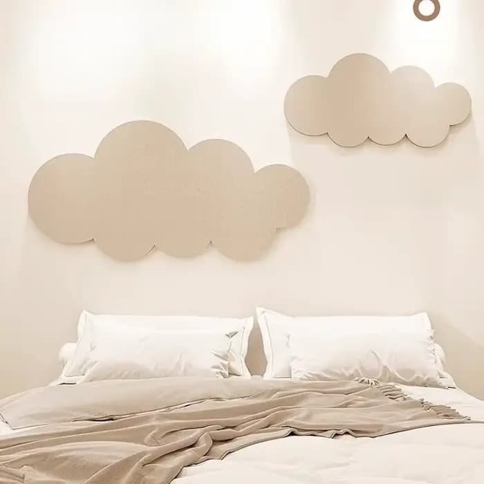 Panneau de fond mural Photo nuage Simple, autocollant mural en feutre, décoration d'exposition, tableau d'affichage pour chambre d'enfant, affichage d'œuvres d'art