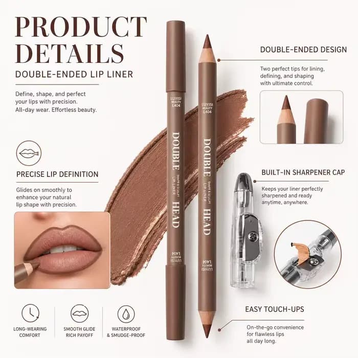 3 crayons à lèvres double embout + 1 taille-crayon