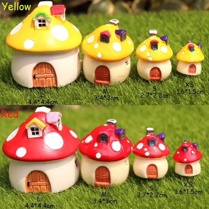 Mini maison de champignons Miniature en résine, Micro paysage, Terrarium féerique, accessoires de jardin, décorations artisanales colorées, 4 tailles