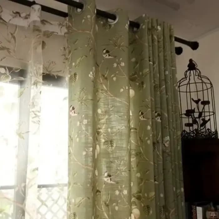 Rideaux ruraux pour salon salle à manger chambre Style campagnard américain fleur oiseau coton et lin tissu rideaux personnalisation