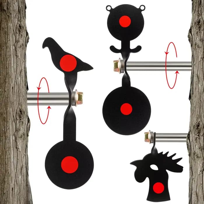 Animaux en métal Ours/Oiseau/Poulet 360 ° Cibles rotatives pour pistolet BB, pistolet à air comprimé, fronde, chasse et tir dans l'arrière-cour en plein air