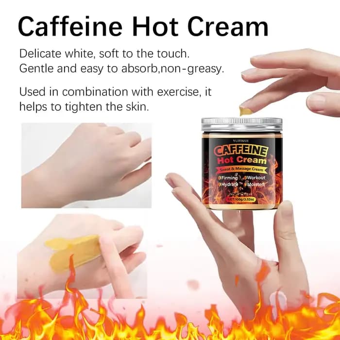 Crème de massage chauffante pour le corps - Réaissez la peau, hydrate en profondeur, contient du collagène, de l'acide hyaluronique, de la caféine, du rétinol et de la niacinam