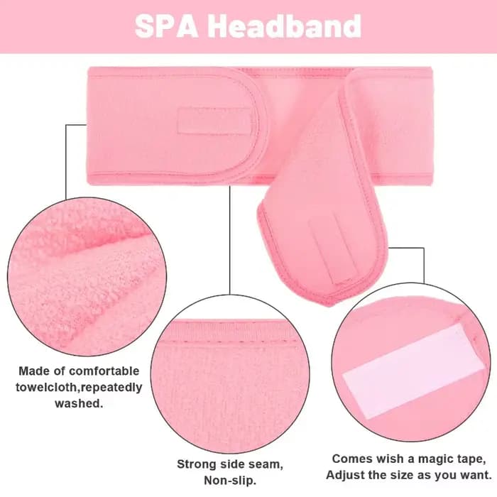 Bandeau spa pour femme | Bande élastique pour cheveux en flanelle | Parfait pour les soins de la peau, la douche, le yoga et le sport