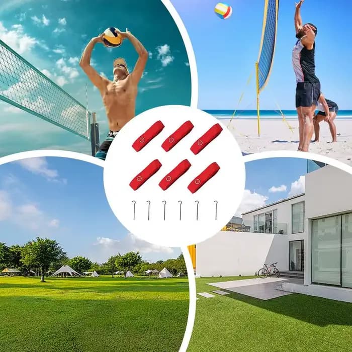 6x équipement de lignes de volley-ball de plage Portable 8M de Long lignes rouges marqueur de terrain de marquage pour l'entraînement au sable fête sur la plage Sports de plein air