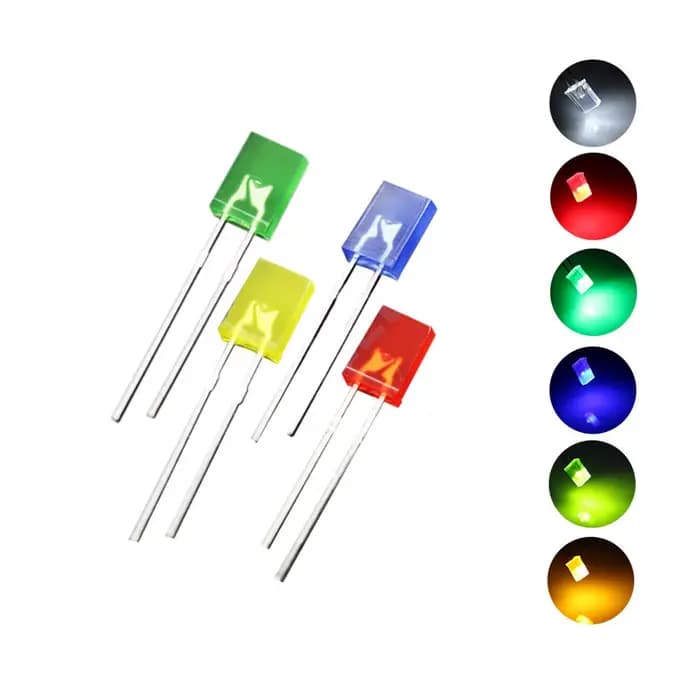 100 pcs/lot 2x5x7 carré LED Diode électroluminescente lampe blanc rouge vert bleu jaune Orange bricolage indicateur