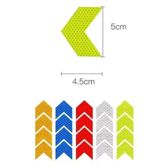ISGTDRM 12 pièces/ensemble bande de signe de flèche réfléchissante autocollant de sécurité d'avertissement pour bande de danger de coffre de pare-chocs de voiture accessoires de moto