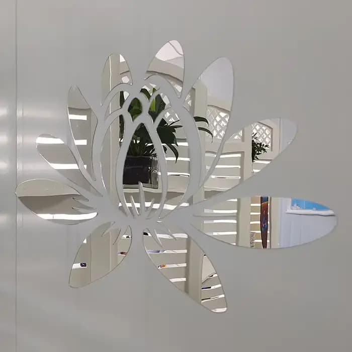 Autocollant Mural miroir fleur de Lotus 3D, autocollant Mural d'art acrylique amovible, pour salon, chambre à coucher, décorations de maison, DIY bricolage