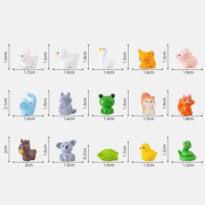 Animaux de la Zodiaque Mignons et Réalistes Faits à la Main : Chat, Canard, Mouton, Écureuil, Grenouille, Tortue – Ornements de Micro-Paysages