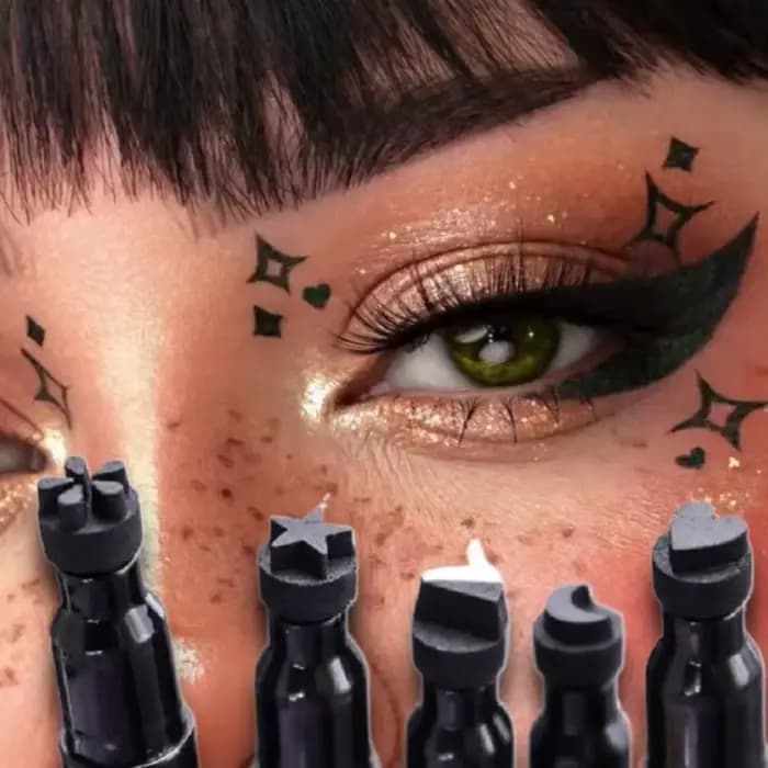 Eyeliner liquide noir 2 en 1, Double tête, tampon de lune, crayon pour les yeux, séchage rapide, sans taches, longue durée, facile à utiliser, maquillage pour les yeux