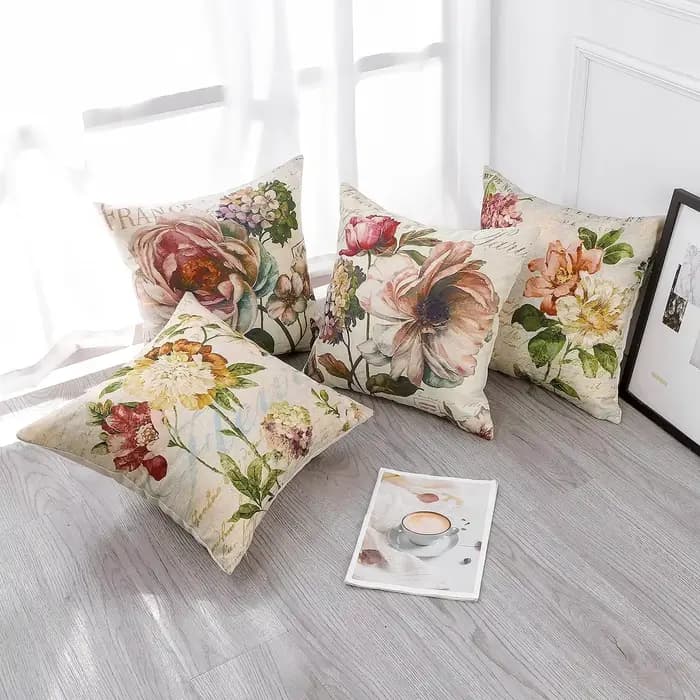 Housse de coussin en lin, taie d'oreiller à fleurs Vintage américaines, pour canapé, salon, chambre à coucher, décoration de maison, 40x40 45x45 50x50 60x60