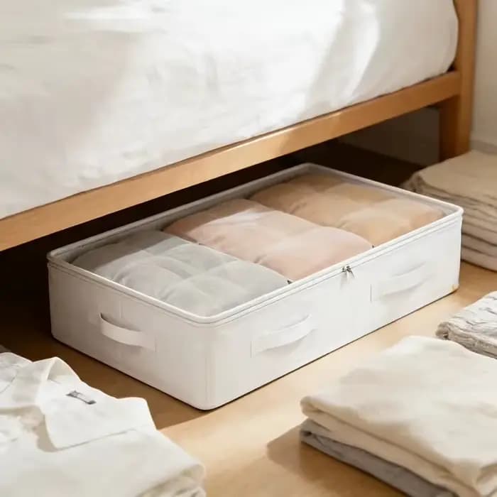 Lot de 3 boîtes de rangement sous lit grande capacité, pliables avec couvercle, anti-poussière, multi-usages