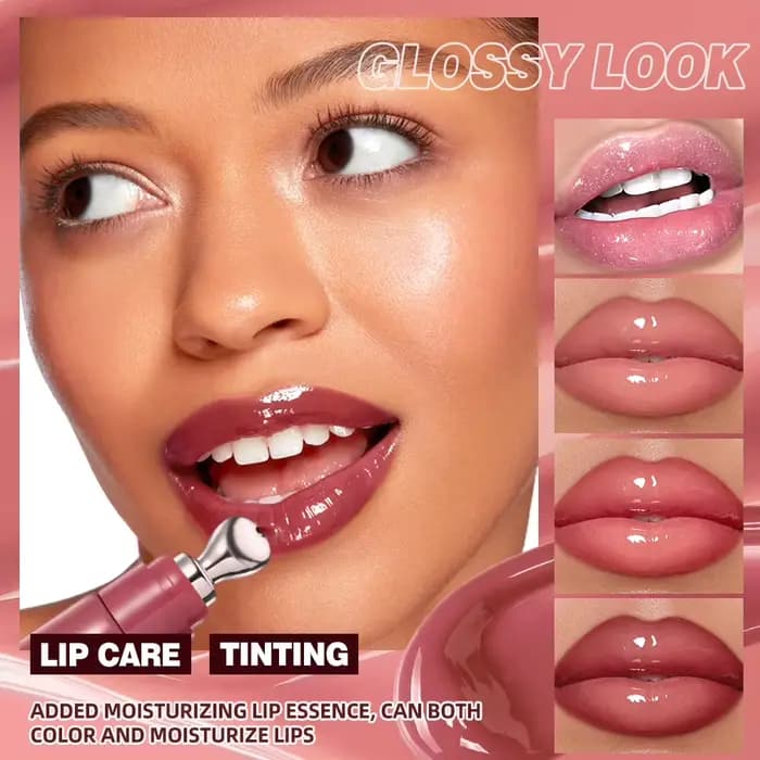 QIBEST miroir perle brillant à lèvres longue durée hydratant rouge