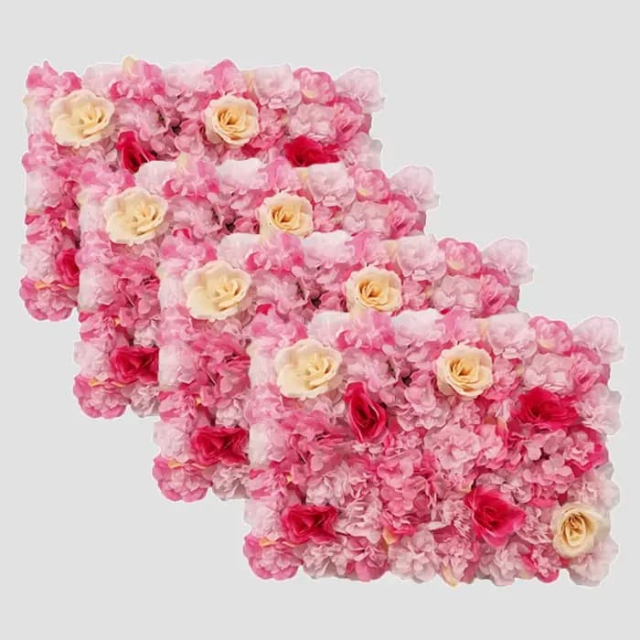 Toile de fond murale à fleurs, 4 pièces, panneaux muraux floraux 60x40cm, panneau de fleurs 3D pour décor de fête prénuptiale de mariage