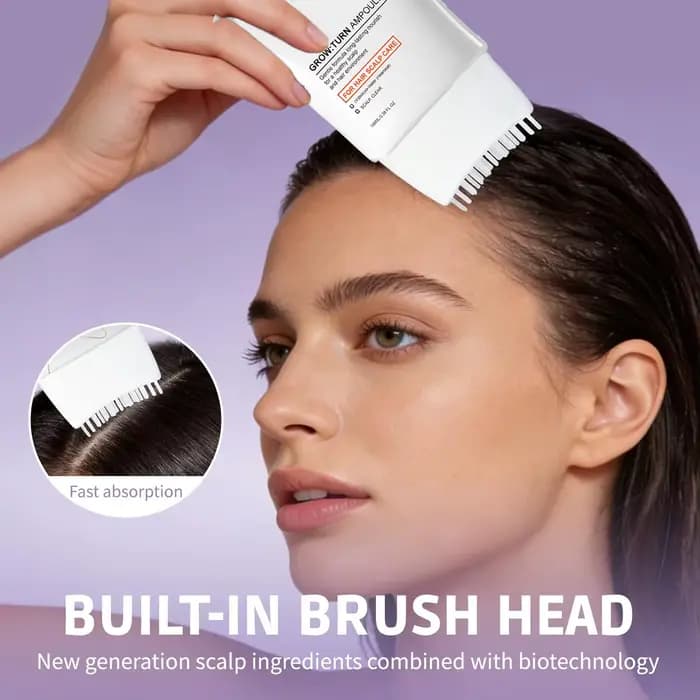 Sérum pour le soin du cuir chevelu avec brosse massante intégrée, traitement nourrissant, favorise la croissance des cheveux et réduit la perte de cheveux, répare les cheveux abîmés