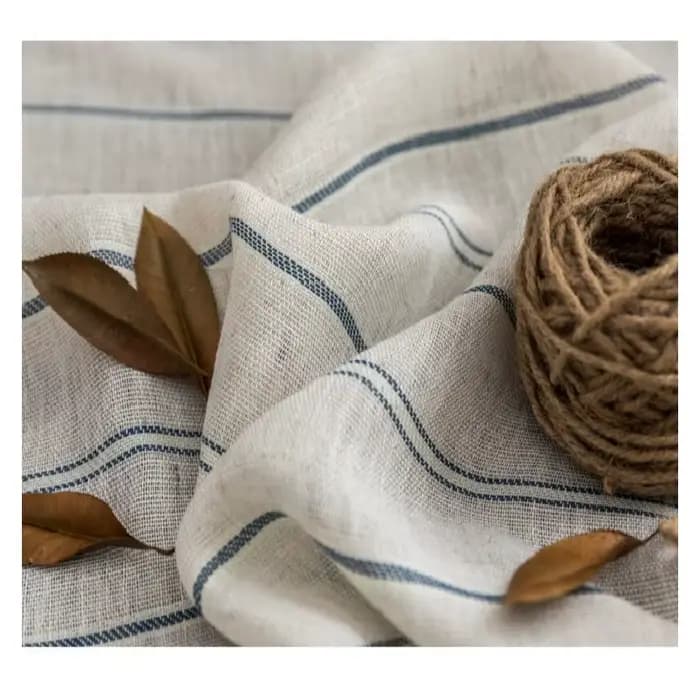 Rideau en lin et coton de style français, à rayures bleues, pour chambre à coucher, salon, balcon, livre, chambre d'enfant, fil personnalisé