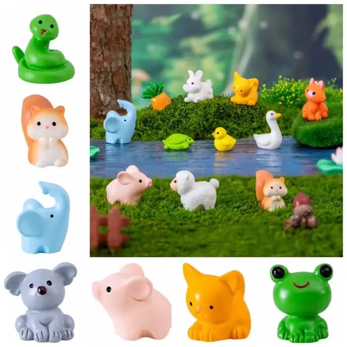 Animaux de la Zodiaque Mignons et Réalistes Faits à la Main : Chat, Canard, Mouton, Écureuil, Grenouille, Tortue – Ornements de Micro-Paysages