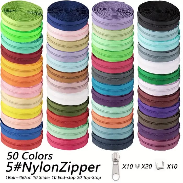 1SET, 50 couleurs peuvent être sélectionnés, 5 # fermeture éclair en nylon. Convient pour le bricolage, comme vêtements, sacs, textiles pour la maison, etc.