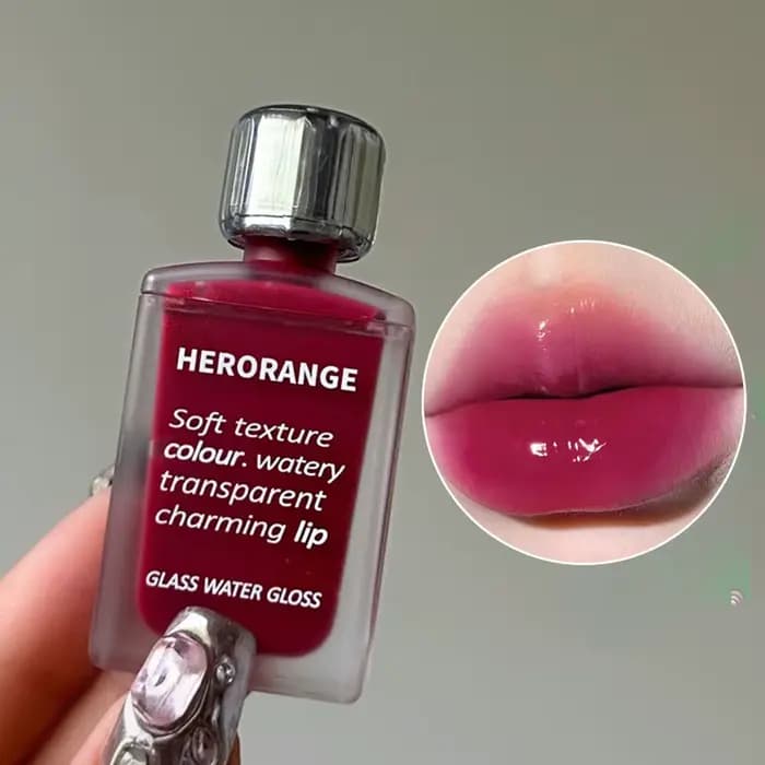 HERORANGE Laque à lèvres légère semblable au verre – Brillant au miroir
