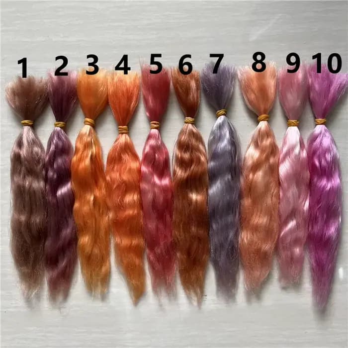 Nouveau rouge violet rose marron couleurs Reborn poupée Pure Mohair raciné à la main de qualité supérieure Mohair perruques pour BJD SD 1/12 poupées accessoire de cheveux
