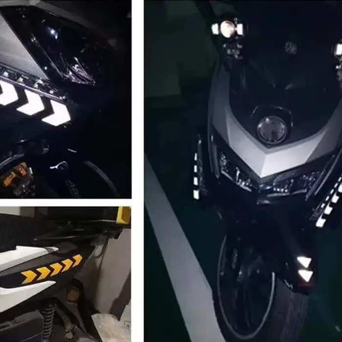 ISGTDRM 12 pièces/ensemble bande de signe de flèche réfléchissante autocollant de sécurité d'avertissement pour bande de danger de coffre de pare-chocs de voiture accessoires de moto