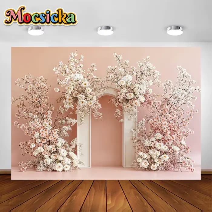 Arrière-Plan de Photographie de Mariage, Fleurs Colorées à Trois Arches, Fournitures de Décoration de ix, Arrière-Plan de Portrait de Femme Adulte, Accessoires de Studio