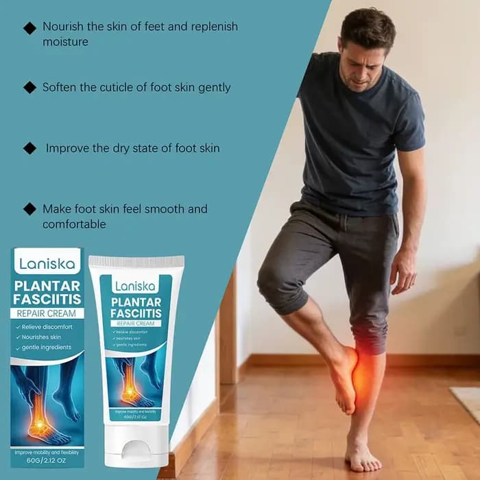 Baume Crème Apaisant pour Fasciite Plantaire 60g, Soulage les Gonflements des Pieds, les Douleurs Musculaires et l'Inconfort, Nourrissant, Pommade Anti-douleur