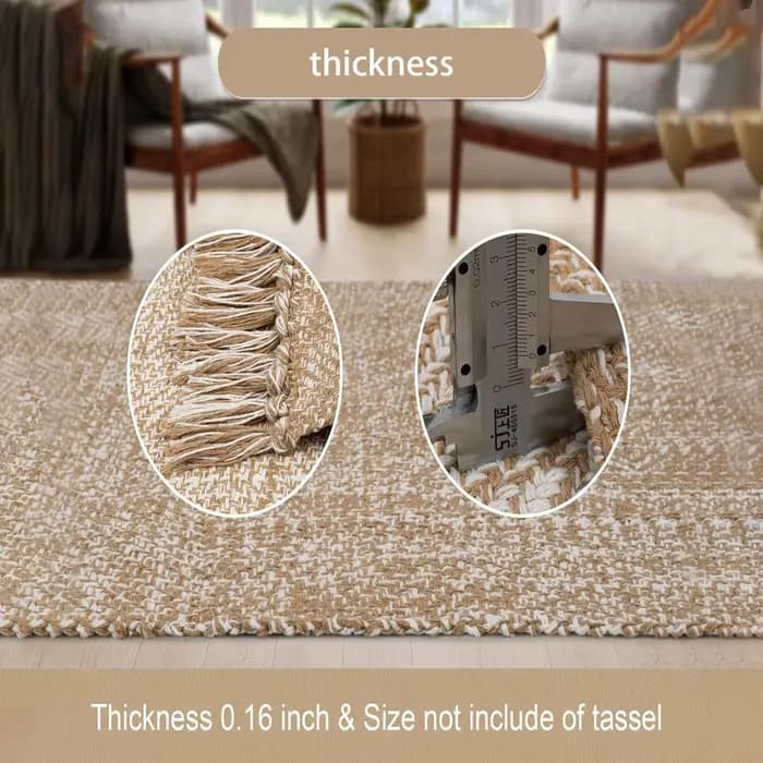 Tapis en coton et lin tissé pour salon, chambre, cuisine, tapis de sol absorbant l'eau, tapis de salle de bain, paillasson