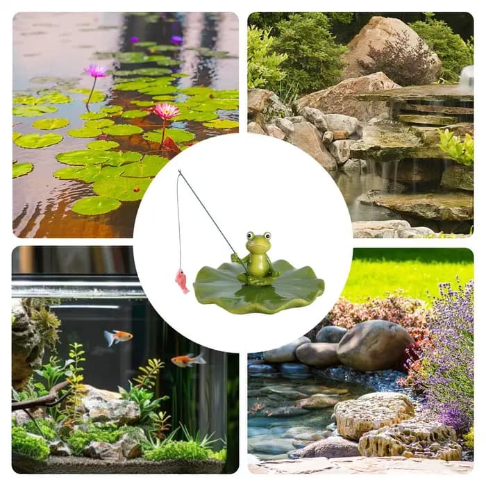 Statue de grenouille flottante, design pêche, décoration de bassin, étanche, mignonne, réaliste, figurine de jardin, ornement pour aquarium, patio, piscine, cour arrière