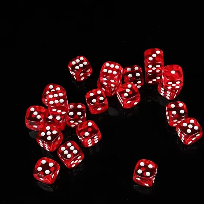 10 pièces/ensemble dés rouges transparents coins arrondis droits dés accessoires de jeu de société 19mm