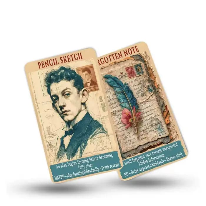 Cartes Oracle pour Journal de Déchets | Jeu de cartes Oracle artistique vintage pour le journalisation, la découverte de soi et l'inspiration quotidienne