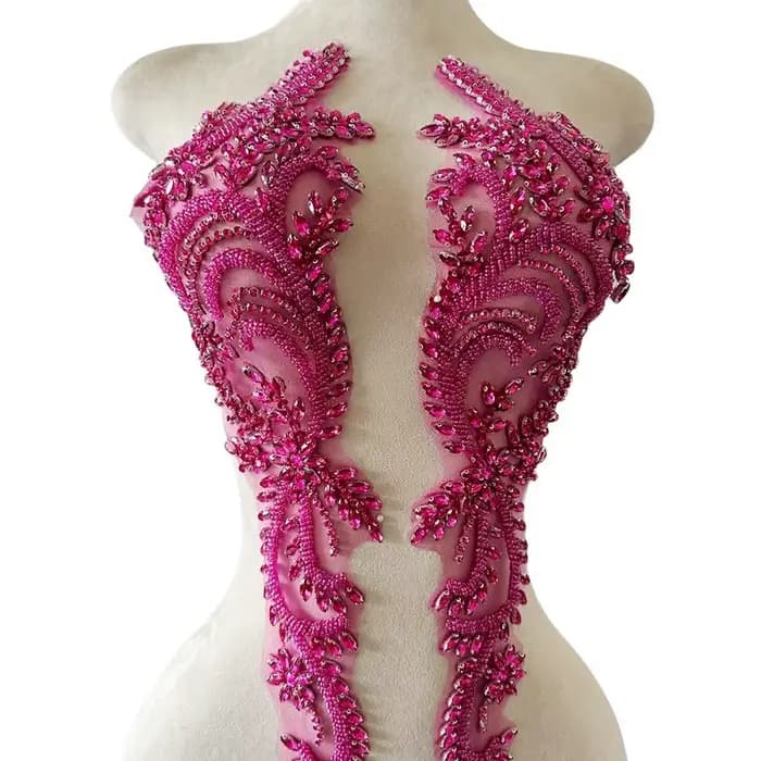 18 couleurs col en V profond une paire d'accessoires de robe de soirée perles Tulle vêtements décoration à la main strass matériel de buste de bal