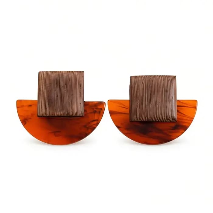 Boucles d'oreilles demi-rondes en résine de couleur marron pour femmes, bijoux à la mode, nouveau style classique, accessoires tendance pour usage quotidien, cadeaux MQ770