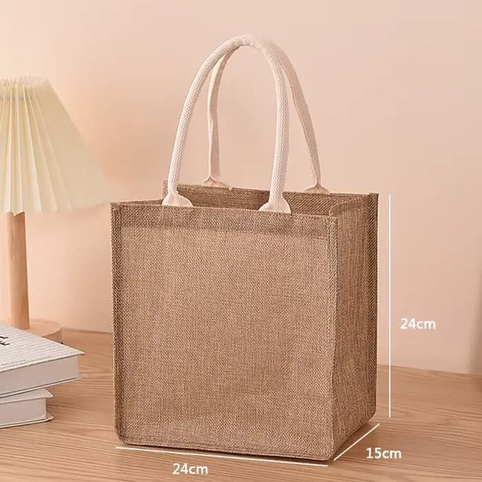 Sac en lin sacs en coton peints à la main sacs d'imitation portables en Jute sacs en lin sacs à provisions sacs laminés