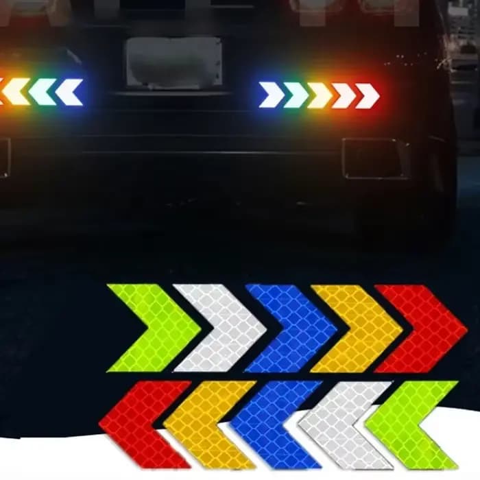 ISGTDRM 12 pièces/ensemble bande de signe de flèche réfléchissante autocollant de sécurité d'avertissement pour bande de danger de coffre de pare-chocs de voiture accessoires de moto