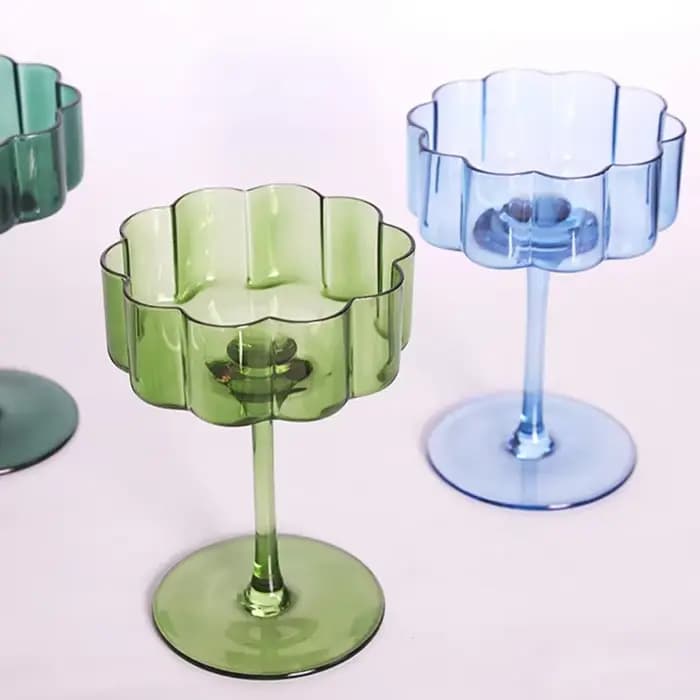 Verre à vin en cristal multicol, gobelet à cocktail, coupe à champagne transparente, lumière créative, luxe rétro, pétale, coloré