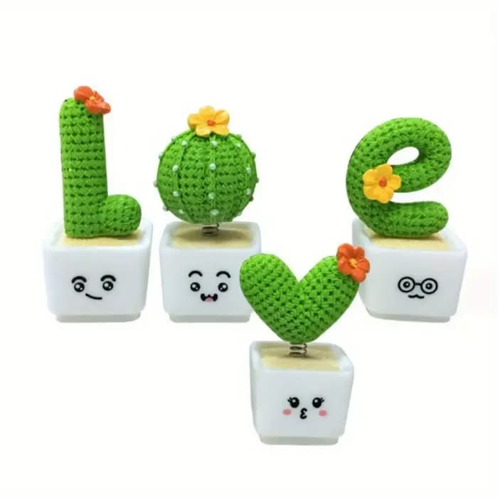 1 lot de 4, Cactus succulent en résine, Mini plante verte, voiture, bureau, maison, salon, artisanat créatif, petit Cactus frais, décoration