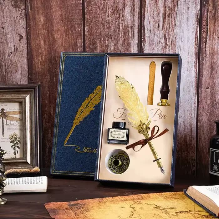 Ensemble de stylos plume créatifs européens rétro pour l'écriture, fournitures scolaires et de bureau, stylo plume mécanique pour sceau de cire