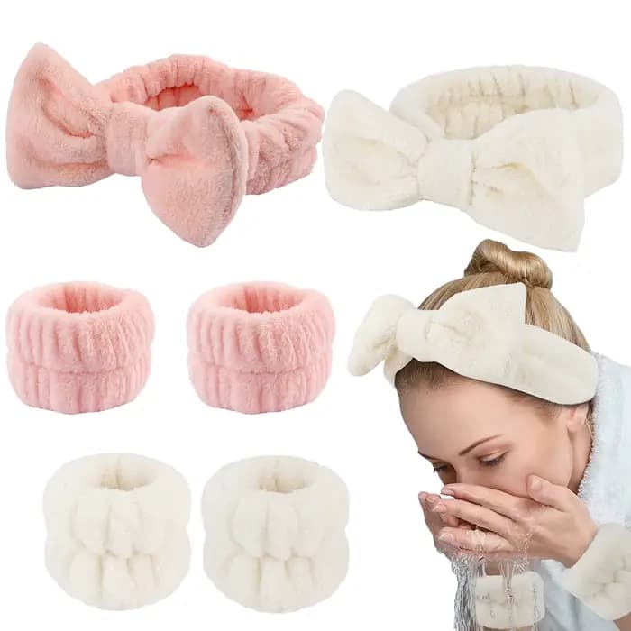 Laver le visage bandeaux pour les femmes corail polaire bandes de cheveux manchette bandes imperméables bracelets absorbants