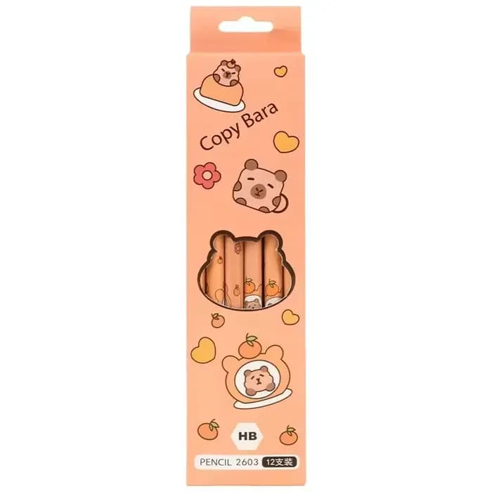 Ensemble de crayons Kawaii Capybara 12 pièces – Crayons à dessin non pointus, cadeau parfait pour les étudiants