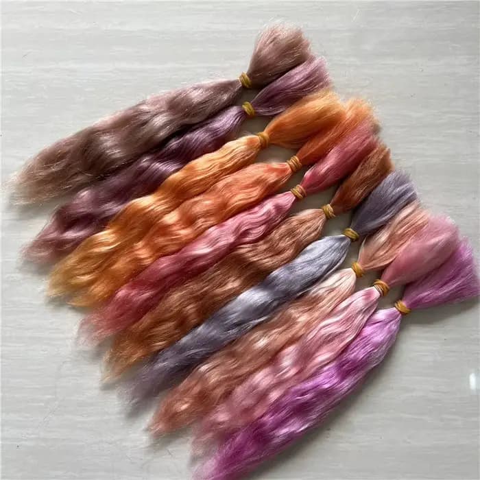 Nouveau rouge violet rose marron couleurs Reborn poupée Pure Mohair raciné à la main de qualité supérieure Mohair perruques pour BJD SD 1/12 poupées accessoire de cheveux