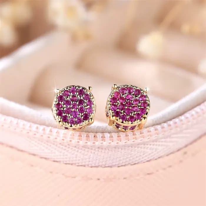 Boucles d'Oreilles de Luxe en Pierre Rouge pour Femme, Bijoux en Or, Breloque en Clip, pour Mariage