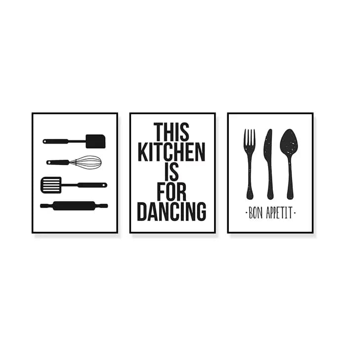 Peinture sur toile de cuisine britannique, affiche murale minimaliste, impression d'art noir et blanc, décoration d'intérieur moderne, chambre et restaurant