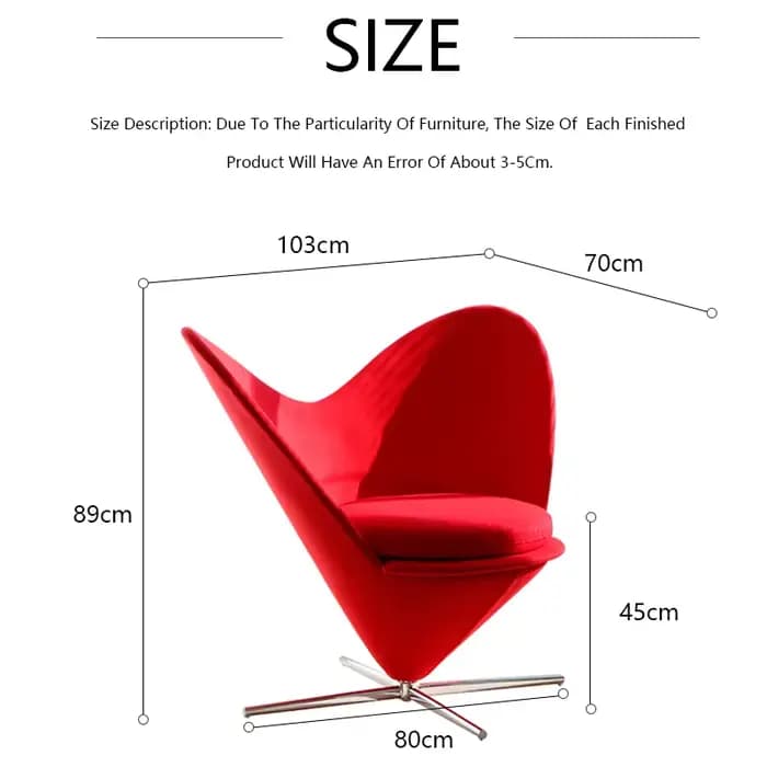 Chaise de loisirs créative en forme de cœur, canapé d'art rouge net, chaise de maquillage, amour, salon