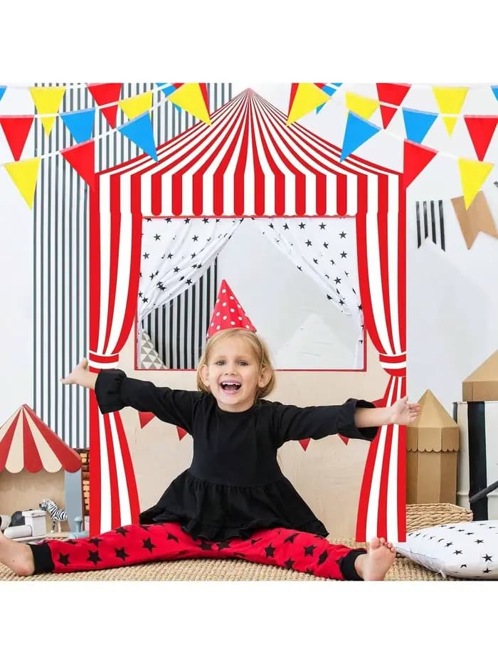 Bannière de fond de scène de cirque pour fête d'anniversaire, décoration de fête, toile de fond photographique pour soirée de cirque