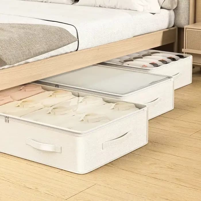 Lot de 3 boîtes de rangement sous lit grande capacité, pliables avec couvercle, anti-poussière, multi-usages