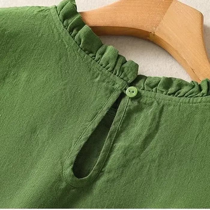 T-shirt en coton et lin pour femmes, nouvelle collection d'été, mode rétro Chic, élégant, assorti avec tout, sans manches, col Lotus, gilet décontracté